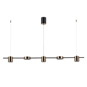 Remdal LED lampa wisząca 5-punktowa czarna/mosiądz PND-16374-5-BK-4K