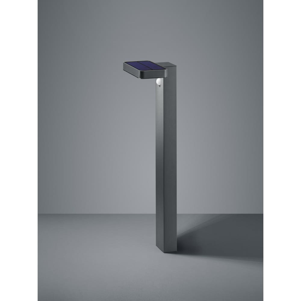 Lampa ogrodowa Esquel H60 LED w kolorze antracytowym, z prostokątnym panelu słonecznym na górze, z wbudowanym czujnikiem ruchu. Produkt ustawiony pionowo na jednolitym tle, w minimalistycznym designie.