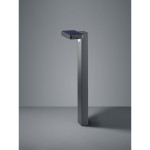 Lampa ogrodowa Esquel H60 LED w kolorze antracytowym, z prostokątnym panelu słonecznym na górze, z wbudowanym czujnikiem ruchu. Produkt ustawiony pionowo na jednolitym tle, w minimalistycznym designie.