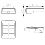 Kinkiet zewnętrzny Fomosa LED, antracytowy, z czujnikiem ruchu. Wymiary: 165 mm szerokości, 125 mm głębokości, 45 mm wysokości. Posiada panel słoneczny oraz prostą, minimalistyczną konstrukcję. Idealny do oświetlenia przestrzeni zewnętrznych.
