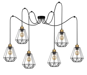 Primo P lampa wisząca 6-punktowa czarna/złota 36-00316