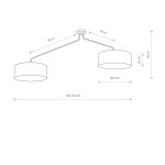 Czarna lampa sufitowa Falcon 6-punktowa o wymiarach 100-156 cm szerokości, 44 cm wysokości. Okrągłe klosze mają średnicę 40,5 cm i wysokość 16 cm. Konstrukcja metalowa z regulowanym ramieniem. Idealna do nowoczesnych wnętrz.