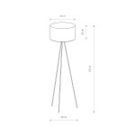Lampa podłogowa Cadillac D45, 1-punktowa, kolor biały. Okrągły klosz o średnicy 45 cm, wysokość 156 cm, na trzech smukłych nogach. Prosty, nowoczesny design, idealna do wnętrz. Wymiary klosza: 25 cm wysokości, podstawy: 50 cm.