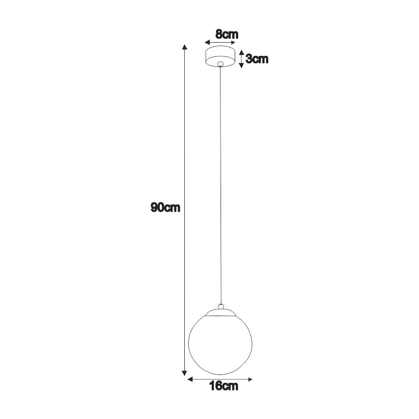 Lampa wisząca Isla D16 w kolorze czarnym z patyną, o okrągłym kloszu o średnicy 16 cm, zawieszona na kablu o długości 90 cm. Otwór montażowy o średnicy 8 cm i wysokości 3 cm, idealna do nowoczesnych wnętrz.