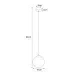 Lampa wisząca Savoy D16 w kolorze czarnym, 1-punktowa. Zawieszona na cienkim przewodzie, średnica klosza wynosi 16 cm, wysokość całkowita to 90 cm. Górna część ma średnicę 8 cm i wysokość 3 cm. Prosty, okrągły design.