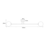Czarna lampa sufitowa Savoy K-4923, 2-punktowa, z metalową konstrukcją. Wymiary: długość 125 cm, wysokość 20 cm, średnica kloszy 8 cm. Ułożona poziomo, z kulistymi kloszami po obu stronach.