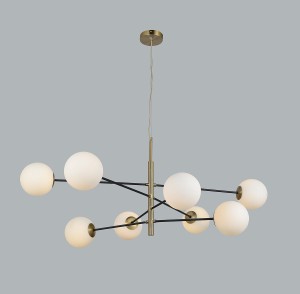 Oviedo lampa wisząca 8-punktowa czarna/złota AZ4423