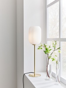 Cava lampa stołowa 1-punktowa szczotkowany mosiądz/biała 108251