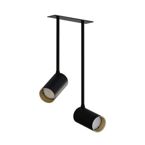 Mono Surface Long lampa wisząca wpustowa 2-punktowa czarna/złota 7682