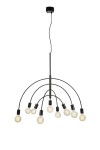 Lampa wisząca Lavello 9-punktowa w kolorze czarnym, z ośmioma łukowato ułożonymi punktami świetlnymi. Metalowa konstrukcja z wiszącymi żarówkami, zawieszona na cienkim przewodzie. Prosta, nowoczesna forma.