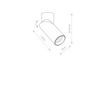 Lampa sufitowa India 1-punktowa w kolorze białym, o wymiarach 12,4 cm wysokości i 5,6 cm średnicy. Zainstalowana na okrągłym mocowaniu, z możliwością obracania klosza w celu skierowania światła w wybranym kierunku.