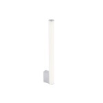 Kinkiet Ice Tube M LED, jednolampowy, w kolorze chromu. Posiada prostą, cylindryczną oprawę z białego materiału, zamocowaną na kwadratowej podstawie. Ujęcie frontalne, stojący, na jednolitym tle.