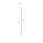 Kinkiet Ice Tube S LED w kolorze chromu, o wymiarach 60 cm wysokości i 4 cm średnicy, z prostą, cylindryczną konstrukcją. Montowany na ścianie, prezentowany z boku, z widocznym mocowaniem. Idealny do nowoczesnych wnętrz.