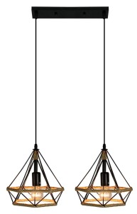Piramida lampa wisząca 2-punktowa czarna/sznur 8803/2 ZWIS - 06
