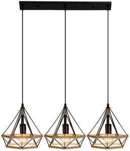 Piramida lampa wisząca 3-punktowa czarna/sznur 8803/3 ZWIS - 06