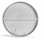 Panel LED natynkowy okrągły o średnicy 28,5 cm i mocy 24W, z białą obudową. Widoczny tył z zamocowaną listwą montażową i złączem elektrycznym. Produkt w pozycji leżącej, na prostym tle.