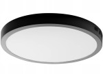 Panel LED natynkowy okrągły o średnicy 28,5 cm, mocy 24W, barwie światła 4000K, w czarnej obudowie. Produkt widoczny z boku, z delikatnym, matowym kloszem, umieszczony na prostym tle.