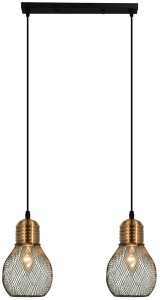 Edison lampa wisząca 2-punktowa czarna/miedź 1998/2 BL CO