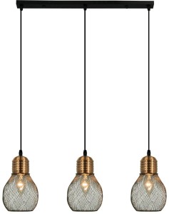 Edison lampa wisząca 3-punktowa czarna/miedź 1998/3 BL CO
