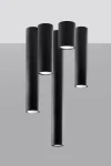 Lagos H40 lampa sufitowa 1-punktowa w kolorze czarnym, składająca się z pięciu cylindrycznych kloszy. Klosze mają matową fakturę i białe wnętrze, co podkreśla ich nowoczesny design.