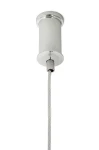 Srebrna lampa wisząca Ring D60 LED z metalowym kloszem, zawieszona na cienkim, szarym przewodzie. Ujęcie z dołu, ukazujące mocowanie do sufitu oraz detal wykończenia. Prosta, nowoczesna forma, idealna do minimalistycznych aranżacji.