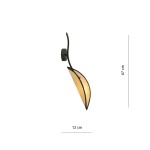 Czarny kinkiet Lotus 1-punktowy z rattanowym kloszem, o wysokości 67 cm i szerokości 12 cm. Zawieszony na ścianie, charakteryzuje się eleganckim, nowoczesnym designem. Idealny do aranżacji wnętrz.