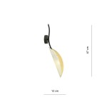 Kinkiet Lotus 1-punktowy w białym kolorze z złotym elementem, o kształcie lekko zakrzywionym. Umożliwia montaż na ścianie, z wysokością 67 cm i szerokością 12 cm. Metalowy uchwyt oraz dekoracyjna oprawa zapewniają nowoczesny wygląd.