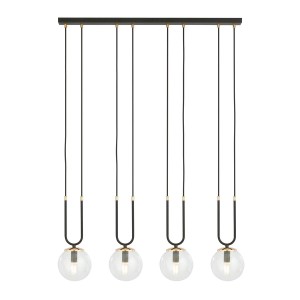 Glam lampa wisząca 4-punktowa czarna/transparentna 1114/4