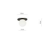 Plaza lampa sufitowa 1-punktowa w kolorze czarnym i białym. Okrągła, matowa kula o średnicy 15 cm umieszczona na czarnej podstawie. Wymiary: wysokość 18 cm, średnica podstawy 20 cm. Produkt montowany sufitowo.