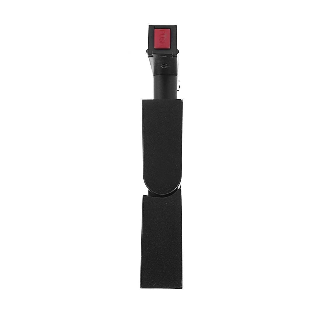 Lampa spot LED do szyny magnetycznej w kolorze czarnym, z prostą, matową obudową. Widać przycisk włączający w czerwonym kolorze na górze. Produkt widoczny z boku, w pozycji stojącej, z prostym tłem.
