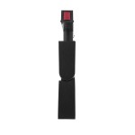 Lampa spot LED do szyny magnetycznej w kolorze czarnym, z prostą, matową obudową. Widać przycisk włączający w czerwonym kolorze na górze. Produkt widoczny z boku, w pozycji stojącej, z prostym tłem.