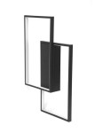 Czarna lampa sufitowa LED 2-punktowa o mocy 48W, z dwoma prostokątnymi ramami w kształcie kwadratów. Produkt montowany na ścianie, z widocznym pilotem do sterowania. Prosta konstrukcja z matowym wykończeniem.