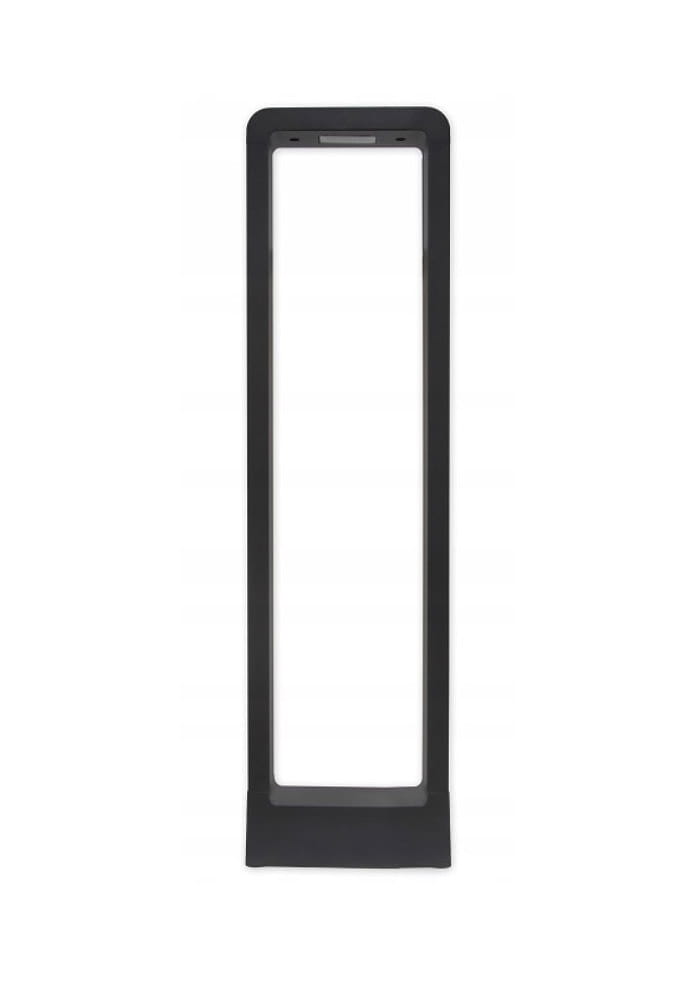 Czarna lampa stojąca ogrodowa Rio LED H80 w formie słupka, prostokątna konstrukcja z matowego materiału, widoczna z przodu, bez dodatkowych elementów dekoracyjnych, idealna do oświetlenia przestrzeni zewnętrznych.