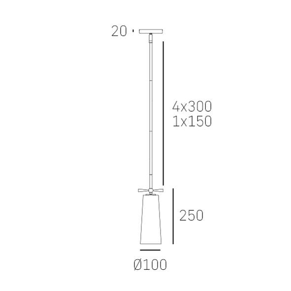 Lampa wisząca Bow, 1-punktowa, w kolorze czarnym z mosiężnymi detalami. Prosta konstrukcja z regulowanym przewodem. Średnica klosza wynosi 100 mm, wysokość 250 mm. Idealna do nowoczesnych wnętrz.