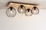 Cyber Prostokąt lampa sufitowa 4-punktowa czarna/dąb 32360