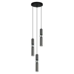 Isidora lampa wisząca 3-punktowa czarna/szara PND-14290-3-GR