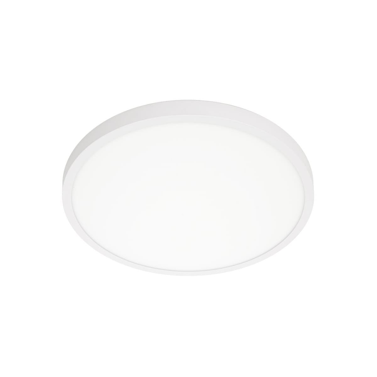 Plafon Pelaro D50 LED w kolorze białym, o średnicy 50 cm, z jednopunktowym źródłem światła, emitującym neutralne światło 4000K. Produkt ma okrągły kształt i gładką powierzchnię, zamontowany na suficie.