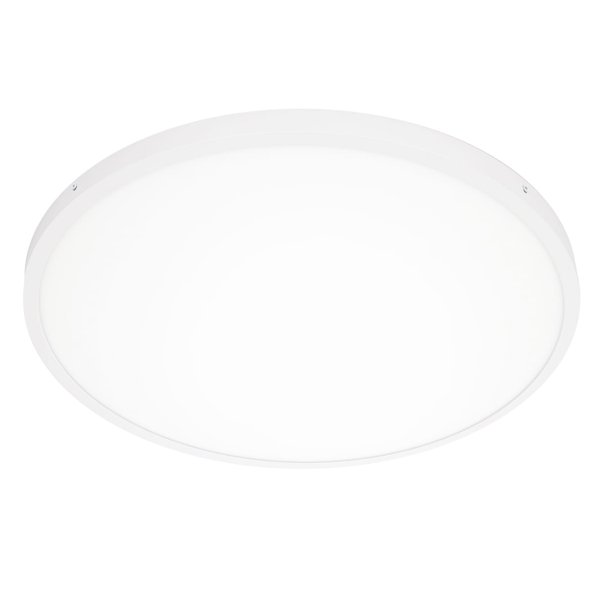 Plafon LED Pelaro D60, okrągły, w kolorze białym, o ciepłej barwie światła 3000K. Produkt zamontowany na suficie, z matową powierzchnią, bez widocznych elementów dekoracyjnych. Idealny do nowoczesnych wnętrz.