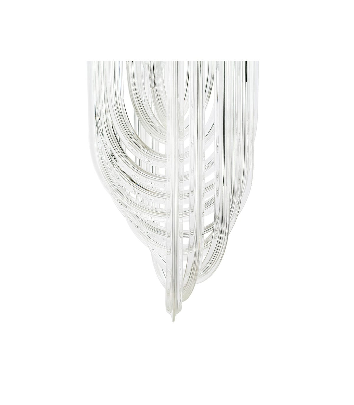 Lampa wisząca Murano L, 3-punktowa, wykonana z przezroczystego szkła w formie pętli. Zawieszona w dolnej części, ukazuje eleganckie, faliste linie. Błyszcząca powierzchnia podkreśla nowoczesny design. Idealna do stylowych wnętrz.