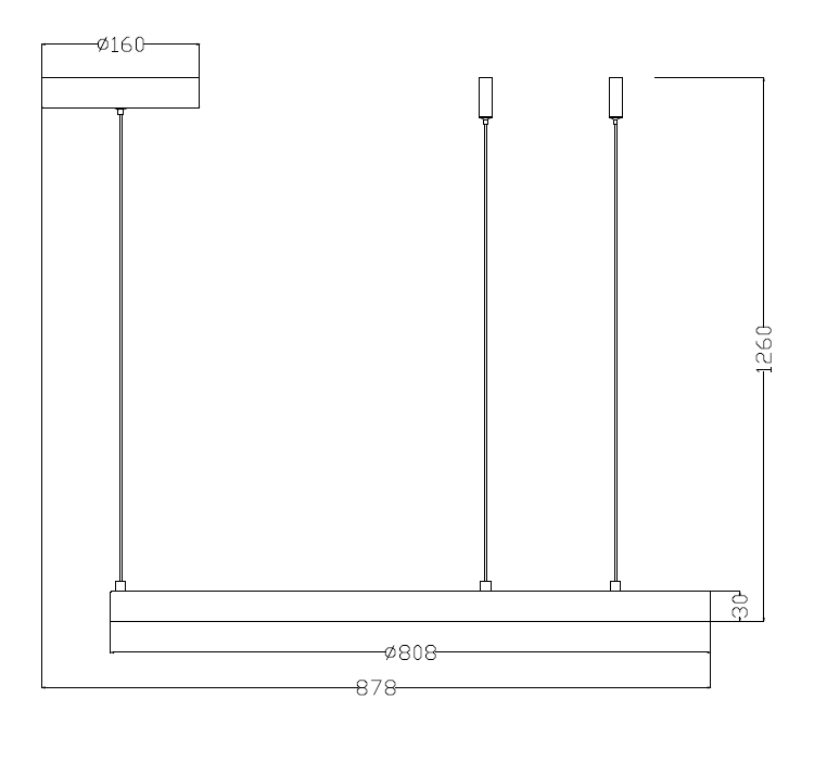 Lampa wisząca Midway D80 LED w kolorze złotym, jedno-punktowa, z okrągłym kloszem o średnicy 808 mm, zawieszona na dwóch cienkich linkach, z prostokątną podstawą. Wysokość całkowita 1260 mm, elegancki design.