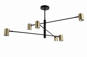 Snow lampa wisząca 6-punktowa czarna/złota LP-731/6P GD