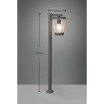 Lampa ogrodowa stojąca Cavado H100 w kolorze antracytowym, wysokość 1000 mm, średnica klosza 270 mm. Posiada przezroczysty klosz z żarówką wewnątrz, zamontowana na prostym słupku, na jednolitym tle.