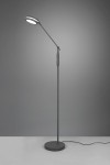 Franklin LED lampa podłogowa 1-punktowa w kolorze antracytowym, z metalowym statywem i okrągłą podstawą. Lampa ma ruchomy ramie oraz okrągłą głowicę z diodami LED. Ujęcie frontalne, na jednolitym tle.