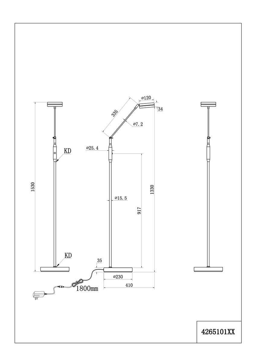Lampa podłogowa Franklin LED 1-punktowa w kolorze antracytowym, z prostą, smukłą konstrukcją. Ujęcie frontalne, z wysokością 1530 mm i podstawą o średnicy 230 mm. Wyposażona w elastyczny ramie umożliwiający regulację kąta.