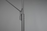 Franklin LED lampa podłogowa 2-punktowa w kolorze antracytowym. Widok z boku, pokazujący regulowany wysięgnik i przyciski włączające. Lampa ma prostą, nowoczesną konstrukcję z matowym wykończeniem. Tło jednolite, szare.