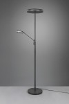 Franklin LED lampa podłogowa 2-punktowa w kolorze antracytowym, z okrągłą górną głowicą i ruchomym ramieniem. Stojąca na okrągłej podstawie, z widocznym przewodem zasilającym, prezentuje nowoczesny design.