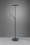Lampa podłogowa Franklin LED 2-punktowa w kolorze antracytowym, z okrągłym kloszem u góry i mniejszym wysięgnikiem. Stojąca na okrągłej podstawie, z widocznym kablem. Nowoczesny design idealny do wnętrz.