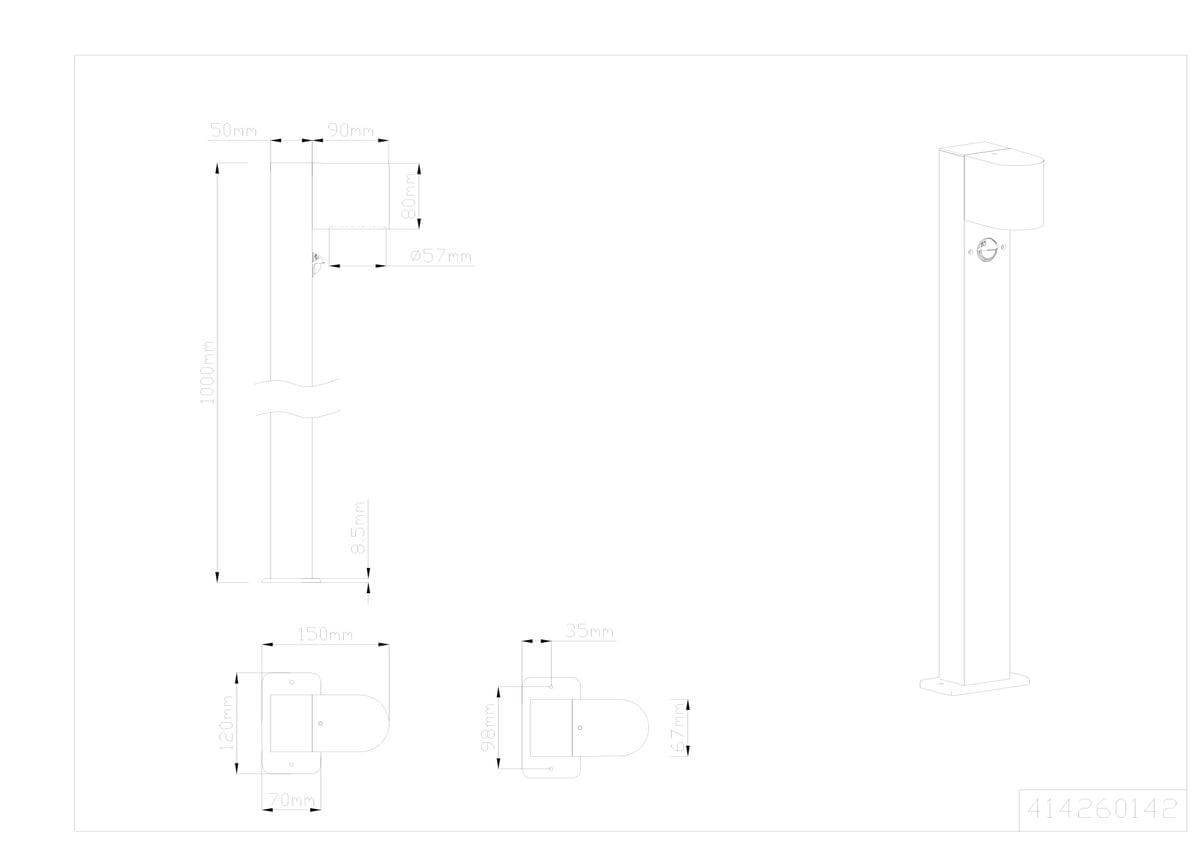Lampa stojąca ogrodowa Roya H100 w kolorze antracytowym, 1-punktowa z czujnikiem ruchu. Wysokość 100 cm, szerokość 9 cm, średnica podstawy 5,7 cm. Prosta, pionowa konstrukcja z kwadratową podstawą, idealna do oświetlenia przestrzeni zewnętrznych.