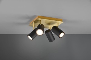 Marley lampa sufitowa (spot) 4-punktowa czarna/złota 802430480