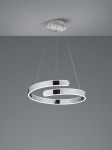 Lampa wisząca Parma LED 1-punktowa w kolorze chromu, złożona z dwóch okrągłych pierścieni, zawieszona na cienkich linkach. Ujęcie frontalne, na szarym tle, podkreślające nowoczesny design i połysk powierzchni.